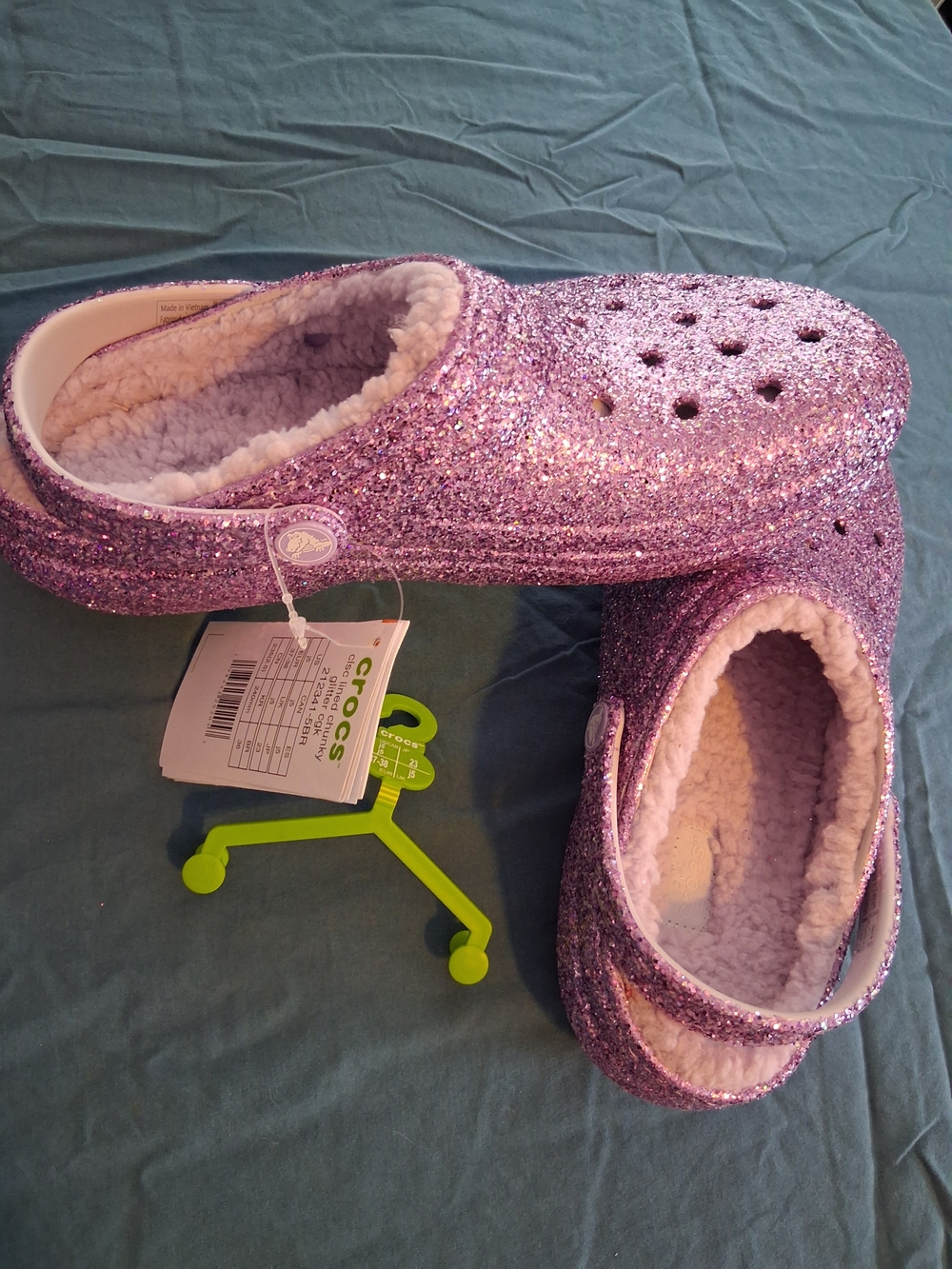 CROCS Kids Glitter Lined Clog in Sparkle Purple